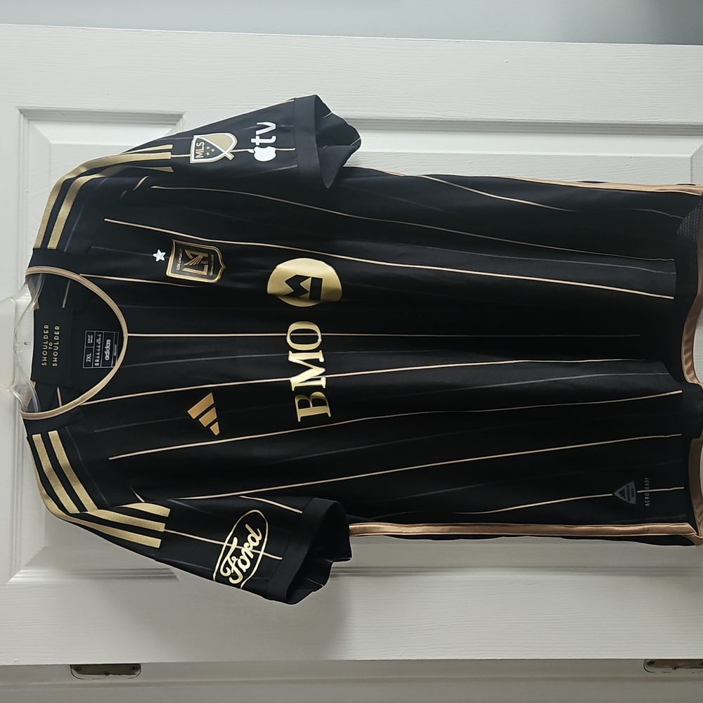 Adidas MLS LAFC Bounga 99, Jersey, Black and Gold, Size 2XL.